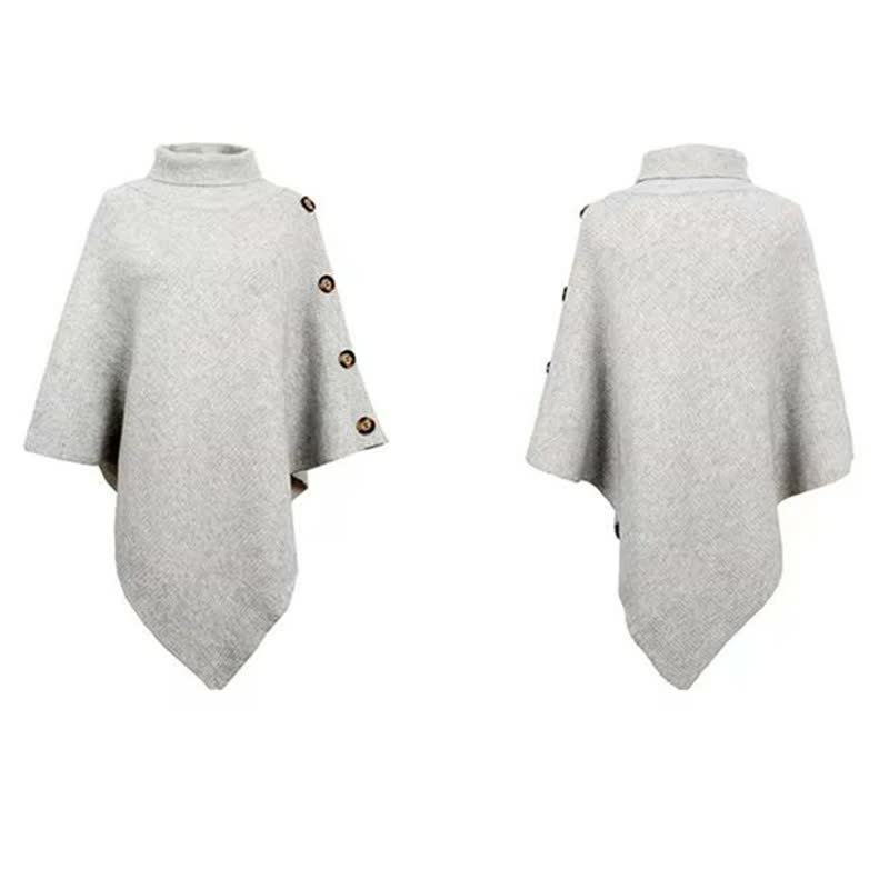Women Knitted Sweater Cape Shawl-10