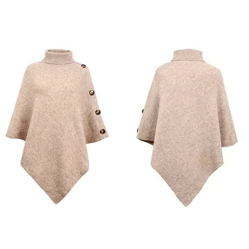 Women Knitted Sweater Cape Shawl-8
