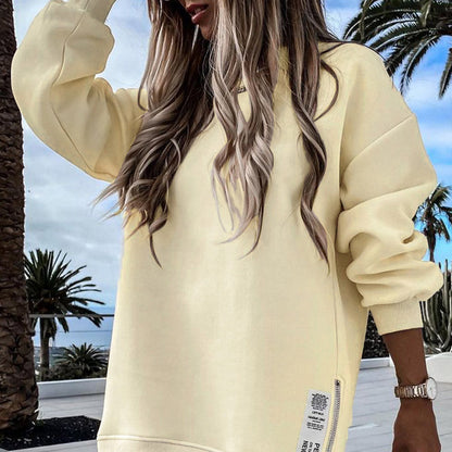 Sweter z długim rękawem i rozcięciem Casual Sweatshirt Dress🙋‍♀️