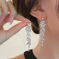 Elegant Sparkling Leaf Shape Long Earrings