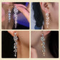 Elegant Sparkling Leaf Shape Long Earrings