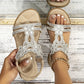 🌸【35-43】 Eleganckie płaskie sandały z kwiatowym wzorem