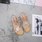 🌸【35-43】 Eleganckie płaskie sandały z kwiatowym wzorem