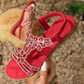 🌸【35-43】 Eleganckie płaskie sandały z kwiatowym wzorem
