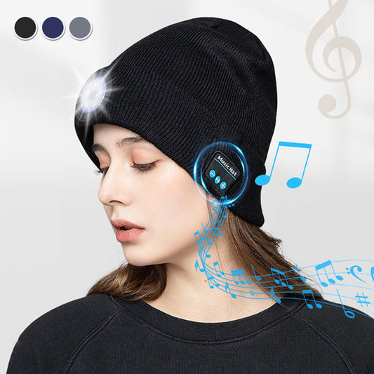 Zdejmowana czapka z nausznikami i zestawem słuchawkowym Bluetooth LED Headlamp
