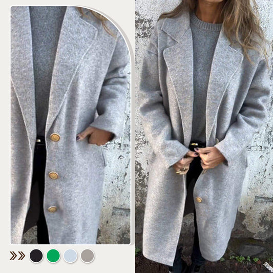 🎁Prezentuj naszyjnik wykonany na zamówienie 💖Damski tweedowy płaszcz z długim rękawem i klapami