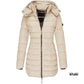 Winter women\'s mid-length padded jacket warm solid color hooded jacket