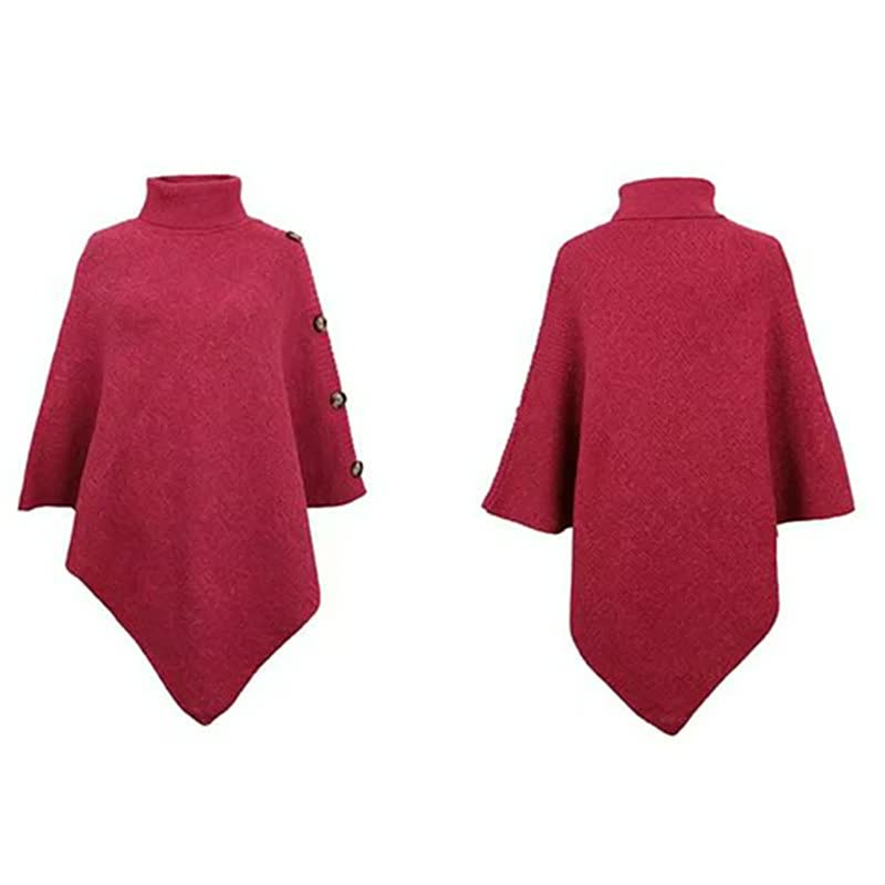 Women Knitted Sweater Cape Shawl-12