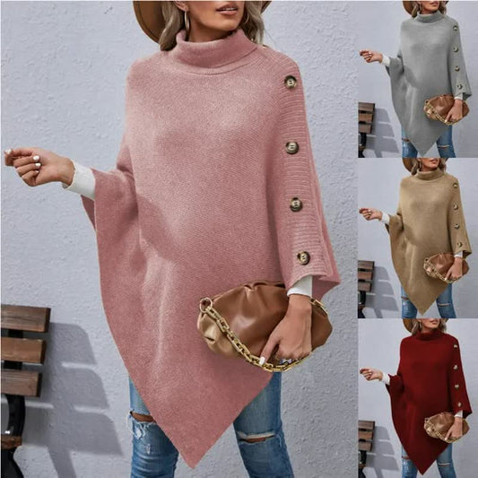 Women Knitted Sweater Cape Shawl