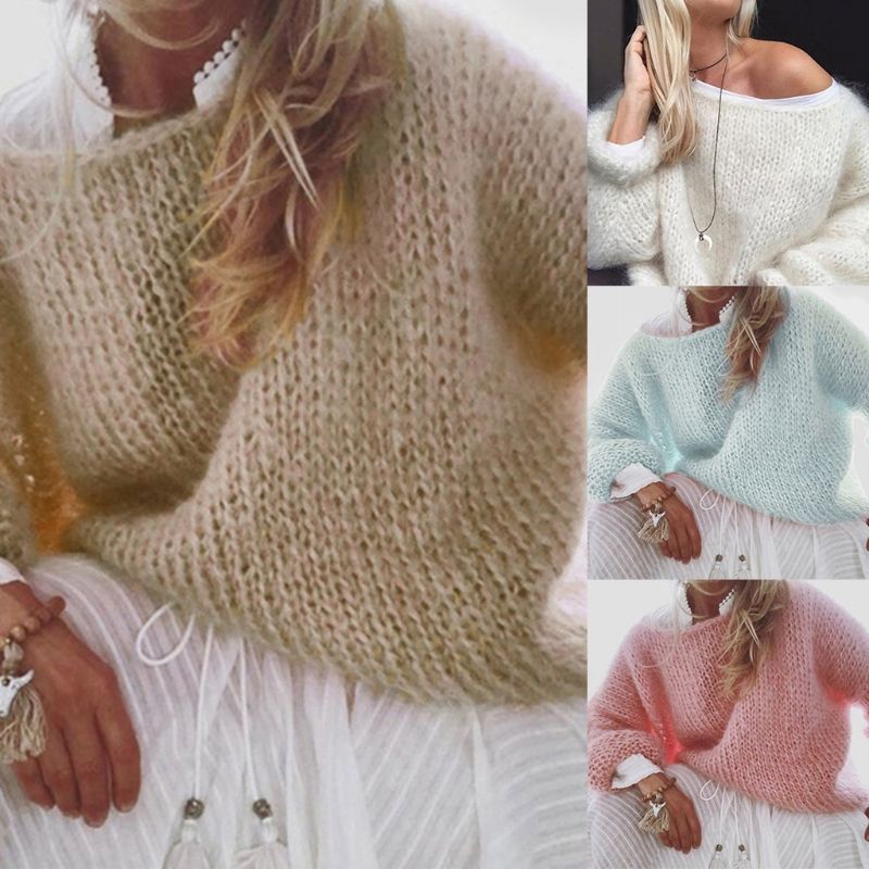 Women’s Fluffy Mohair Knitting Sweater