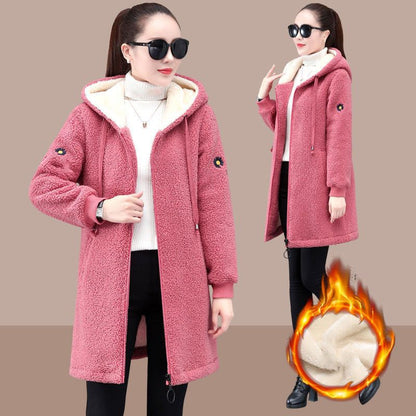 Women's Fashion Loose Thickened Fleece Hoodie Jacket