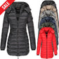 Winter women\'s mid-length padded jacket warm solid color hooded jacket