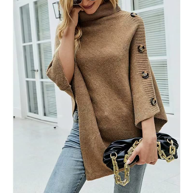 Women Knitted Sweater Cape Shawl-6