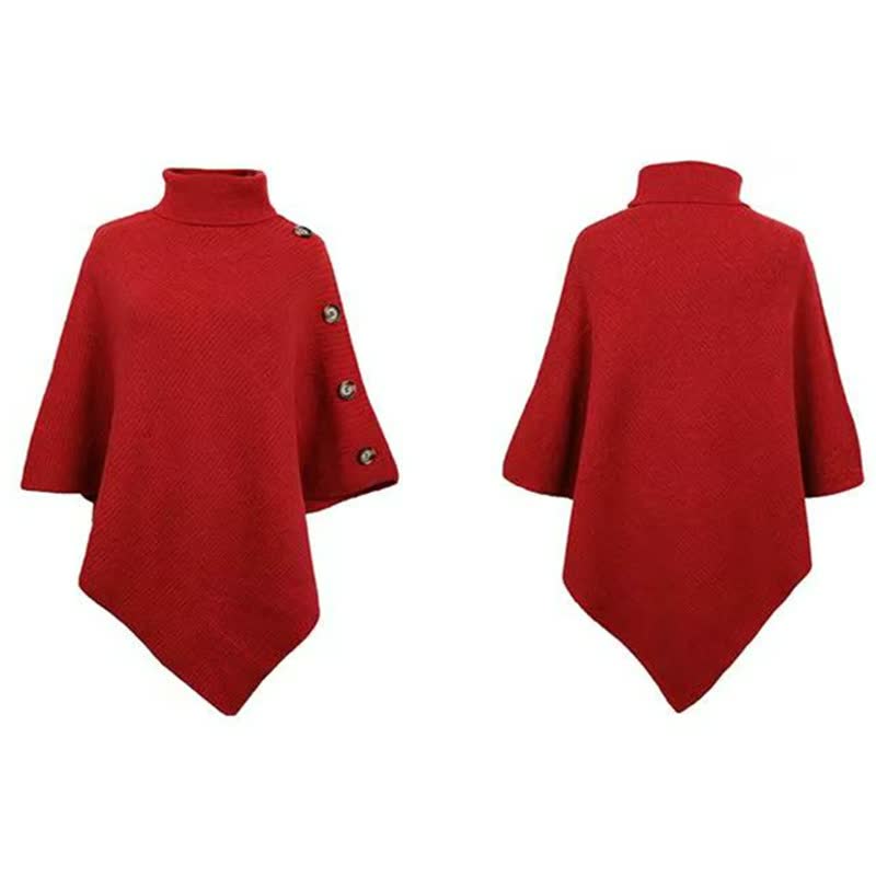 Women Knitted Sweater Cape Shawl-7