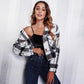 Fall Plaid Woolen Cropped Shirt Jacket