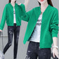 Solid Color Zipper Casual Age Reducing Baseball Jacket
