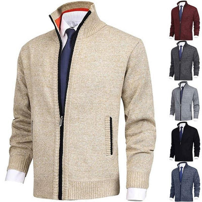 ?Black Friday promotion 50 % off discount?Men\'s Solid Color Stand Collar Fashion Cardigan Sweater Knit Jacket